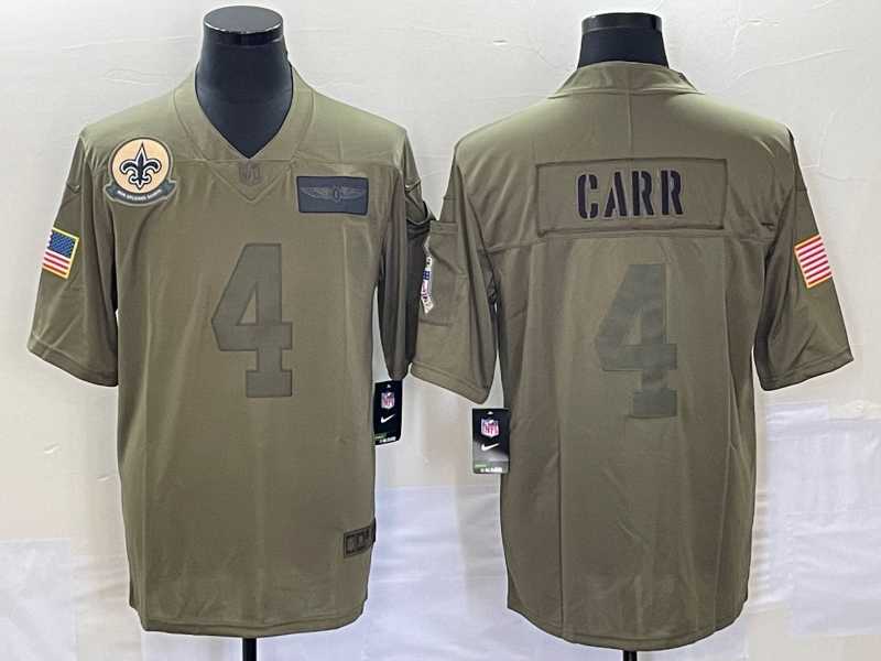 Men%27s New Orleans Saints #4 Derek Carr NEW Olive 2019 Salute To Service Stitched NFL Nike Limited Jersey